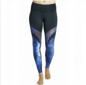 CALIA by Carrie Underwood Womens Blue Floral Mesh Leggings Size M